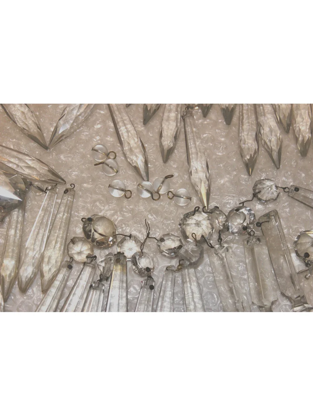 59 Vintage Chandelier Crystal Prisms Drops Octagons Lamp Parts Restoration Lot